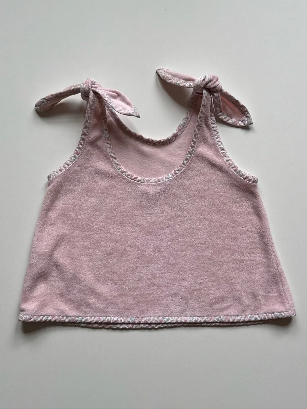 Minnow Girls' French Terry Tie-Knot Pink Tank Top - Size 2T